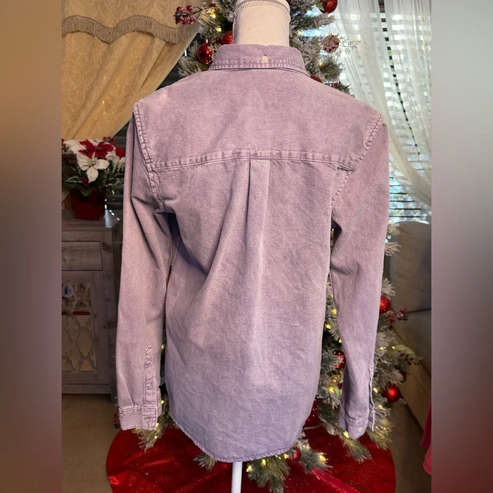 Zara Men's Purple Denim Shirt - Picture 4 of 9